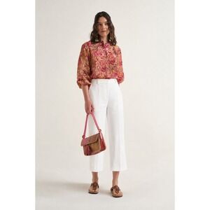 Maliparmi White Wide Leg Cropped Trousers Pants Made in Italy IT 40 Womens